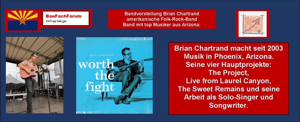 Amerikanischer Folk Rock Brian Chartrand Brian Chartrand mit Bands großen Bühnen Gitarre Publikum