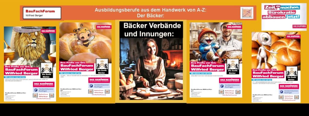 Bäcker Ausbildungsberuf im Handwerk Lehrstellenbörse:
Weltweite Bäcker und regionale Verbände:
Grundlegend muss erkannt werden, dass die Ausbildung im Handwerk in Deutschland mit dem dualen Ausbildung, von allen anderen Ländern der Welt beneidet wird. Daher ist der Handwerksmeister in Deutschland auch auf der ganzen Welt einsetzbar. Wenngleich aus den Ländern der Welt in Deutschland die Ausbildungen meist nicht anerkannt werden. 
Denn für den Stand der Ausbildung im deutschen Handwerk, ist die Messlatte sehr hoch angesetzt, dass kaum eine Ausbildung der Welt hier rankommen kann.
Somit der Geselle und der Meister in der neuen Zeit der KI oder besser ausgedrückt der künstlichen Intelligenz weltweit gesucht und gefragt sind und zur Elite der Handwerker zählt. Somit das Arbeiten auch weltweit für die Deutschen Firmen mit Exportgütern sehr angesehen ist.   
Begriffe zum Thema:
Handwerksorganisationen, ZdH, Handwerkskammer Dresden, Handwerksbetriebe, Handwerk international, Dänemark. 
Einfach das Bild anklicken und Ihr kommt auf ein spannendes Video vom BauFachForum zu diesem Thema. Ihr Verlasst dabei das BauFachForum und kommt auf unsere YouTube-Seite.
