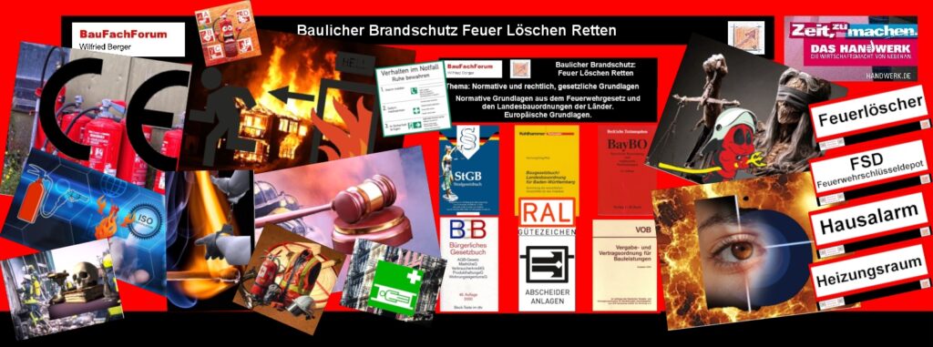 Baulicher Brandschutz Feuer Löschen Retten:
Normen und Richtlinien:
Wie schon mehrfach vorgetragen, ist der Brandschutz keine DIN-Grundlage der freiwilligen Vertragsgestaltung zwischen zwei oder mehreren Parteien, sondern eine gesetzliche Grundlage, abgeleitet von den LBOs der Länder und dem Feuerwehrgesetz. Somit hier keine Spielräume für die Freiwilligkeit bestehen.
Daher sind hier die DIN-Grundlage ein Gesetzes-Charakter, den es gilt real einzuhalten. Hier sind jetzt die nachfolgenden DIN-Zitate wörtlich zu nehmen. Da diese aus den Gesetzen heraus, meist vom  DIBt für die 16 Bundesländer expliziert und mit den Vorgaben der LBO so ausgelegt, dass die Bauherrschaft mit dem einhalten der nachfolgenden DIN-Grundlagen auch rechtskonform ist.
Einfach das Bild anklicken und Ihr kommt auf ein spannendes Video vom BauFachForum, meist passend zum Thema. Dabei verlässt Ihr das BauFachForum und kommt auf die YouTube-Seite vom BauFachForum.
