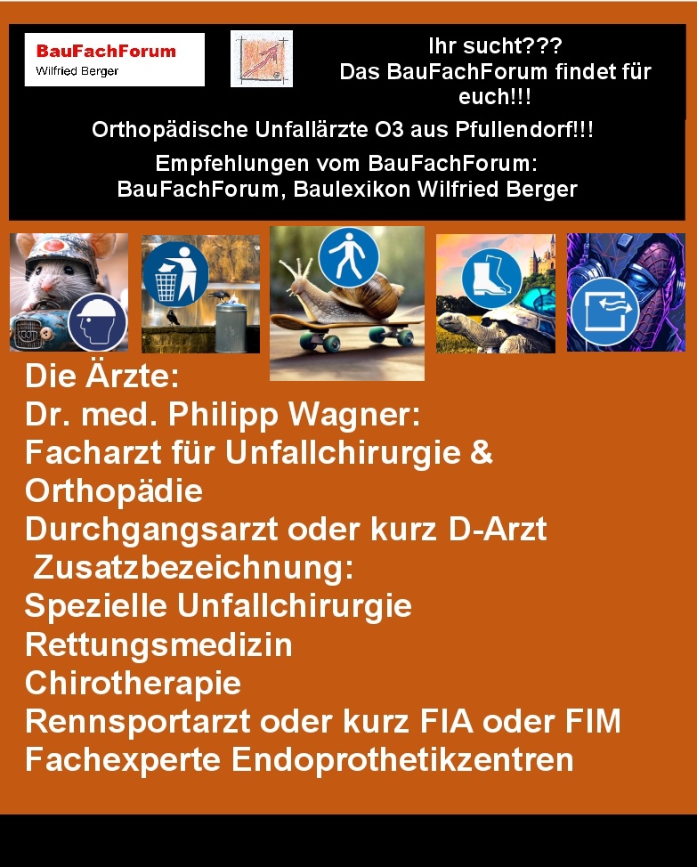 Ihr sucht?
Eine kompetente Praxis für Orthopädie & Unfallchirurgie im Raum Bodensee? 
Im Zentrum für Orthopädie und Unfallchirurgie hier in Pfullendorf, werden umfangreiche Diagnose- und Therapiemöglichkeiten bei allen orthopädischen und unfallchirurgischen Erkrankungen behandelt.

Dazu gehören beispielsweise:
Behandlung von: Arthrose sämtlicher Gelenke
Behandlung von: Verletzungen, Sport- Verletzungen & Arbeitsunfälle
Behandlung von: Bandscheibenerkrankungen
Behandlung von: Osteoporose

Die Ärzte:
Dr. med. Philipp Wagner:
Facharzt für Unfallchirurgie & Orthopädie
Durchgangsarzt oder kurz D-Arzt
 Zusatzbezeichnung: 
Spezielle Unfallchirurgie
Rettungsmedizin
Chirotherapie
Rennsportarzt oder kurz FIA oder FIM
Fachexperte Endoprothetikzentren

Dr. med. Tim Bernhard:
Facharzt für Unfallchirurgie & Orthopädie
Durchgangsarzt oder kurz D-Arzt
Zusatzbezeichnungen:
Chirotherapie
Akupunktur
Sportmedizin
Zertifizierter Fußchirurg
