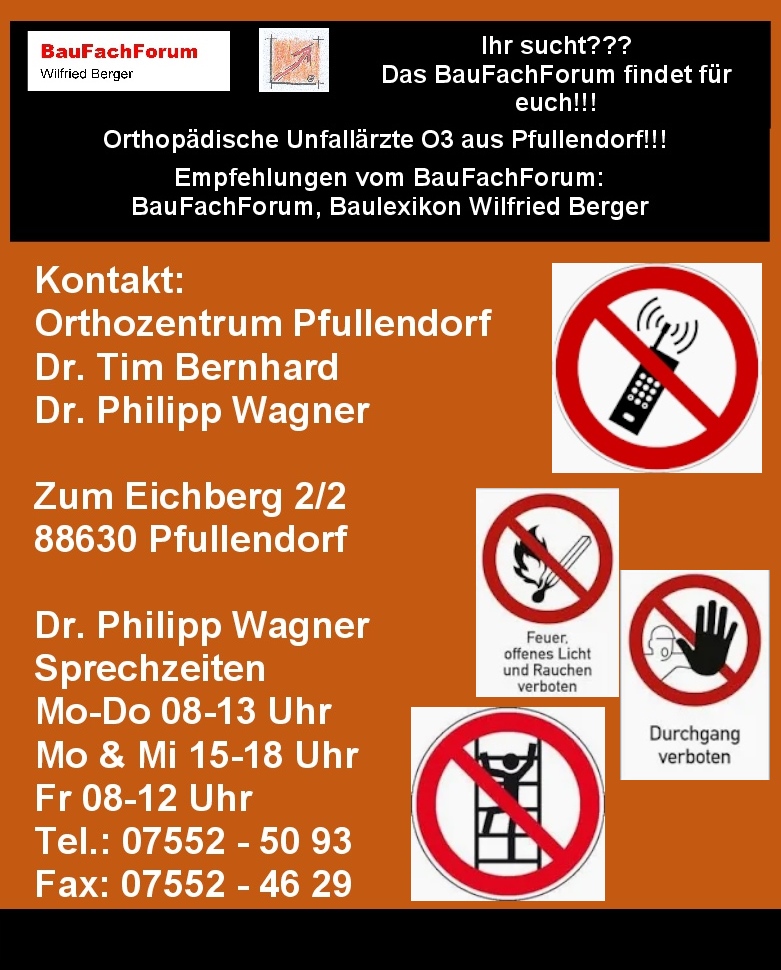 Ihr sucht?
Eine kompetente Praxis für Orthopädie & Unfallchirurgie im Raum Bodensee? 
Im Zentrum für Orthopädie und Unfallchirurgie hier in Pfullendorf, werden umfangreiche Diagnose- und Therapiemöglichkeiten bei allen orthopädischen und unfallchirurgischen Erkrankungen behandelt.

Dazu gehören beispielsweise:
Behandlung von: Arthrose sämtlicher Gelenke
Behandlung von: Verletzungen, Sport- Verletzungen & Arbeitsunfälle
Behandlung von: Bandscheibenerkrankungen
Behandlung von: Osteoporose

Die Ärzte:
Dr. med. Philipp Wagner:
Facharzt für Unfallchirurgie & Orthopädie
Durchgangsarzt oder kurz D-Arzt
 Zusatzbezeichnung: 
Spezielle Unfallchirurgie
Rettungsmedizin
Chirotherapie
Rennsportarzt oder kurz FIA oder FIM
Fachexperte Endoprothetikzentren

Dr. med. Tim Bernhard:
Facharzt für Unfallchirurgie & Orthopädie
Durchgangsarzt oder kurz D-Arzt
Zusatzbezeichnungen:
Chirotherapie
Akupunktur
Sportmedizin
Zertifizierter Fußchirurg
