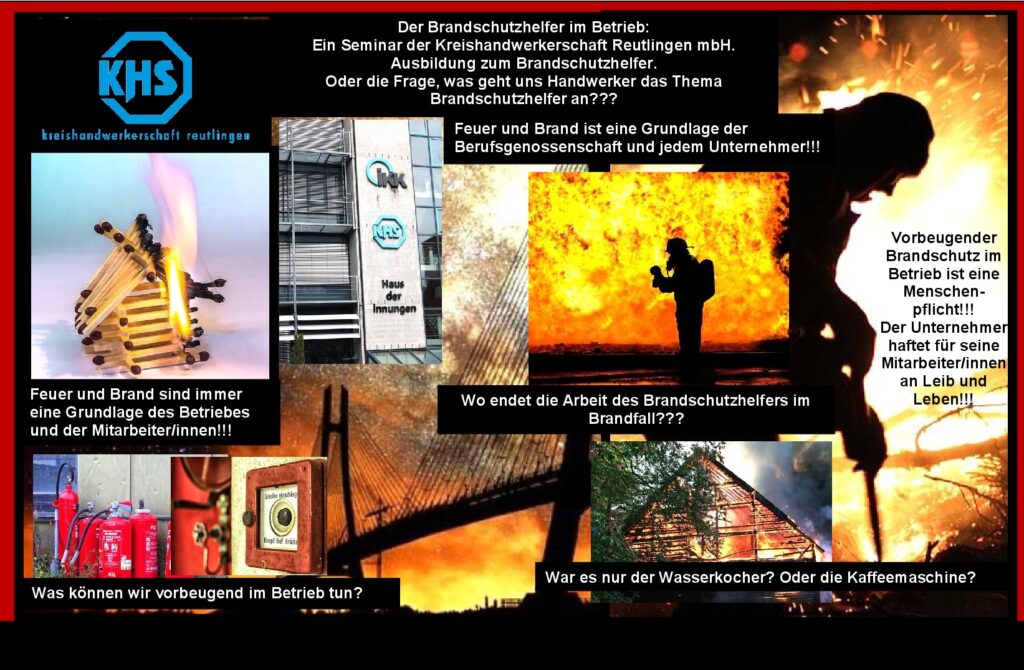 Der Brandschutzhelfer im Handwerk: 
Der SVB hat selber einen Lehrgang als Brandschutzhelfer im Betrieb oder auch Ersthelfer im Betrieb gemacht. Daraus ist dann ein spannendes Video vom BauFachForum zur Lehrlingsausbildung entstanden und  gefertigt worden. Dort zu erkennen und zu sehen, alles was der Ersthelfer wissen muss und wann seine Möglichkeiten beendet sind. 
Als Ersthelfer oder Brandschutzhelfer, ist in einem Mehrfamilien-Haus immer eine Person in der Wohneinheit letztendlich zuständig. Sie muss erkennen können was im Brandfall gemacht werden muss. Aber auch, was unternommen werden muss, um einen Brand zu verhindern.
Einfach das Bild anklicken und Ihr kommt auf ein spannendes Video vom BauFachForum, meist passend zum Thema. Dabei verlässt Ihr das BauFachForum und kommt auf die YouTube-Seite vom BauFachForum.
